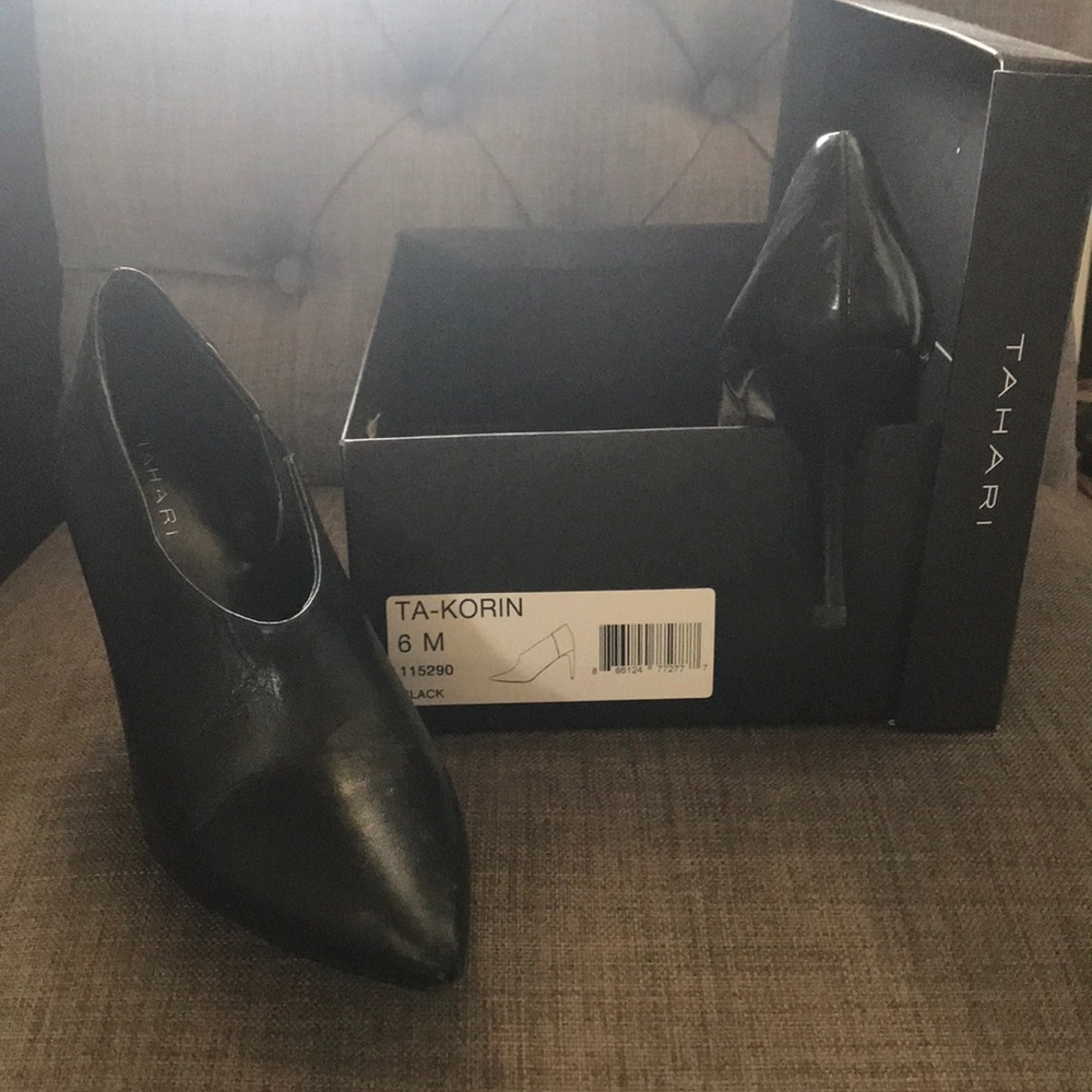 Black leather booties